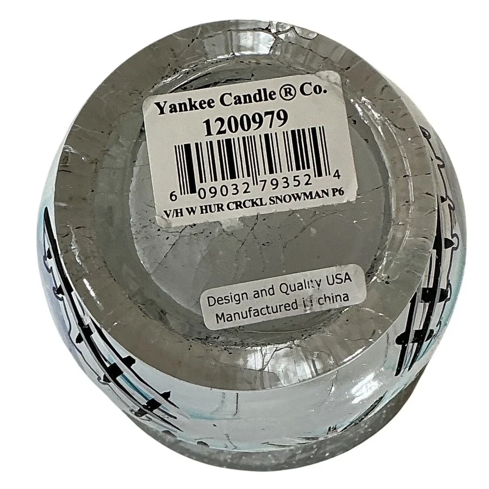 Yankee Candle Votive Crackle Glass Hurricane Candle Holder Winter Christmas 5.5